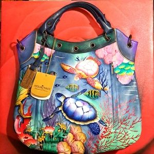 Anuschka Ocean-Themed Hand-Painted Women's Bag, Used For 4 Mo, To Big For Me